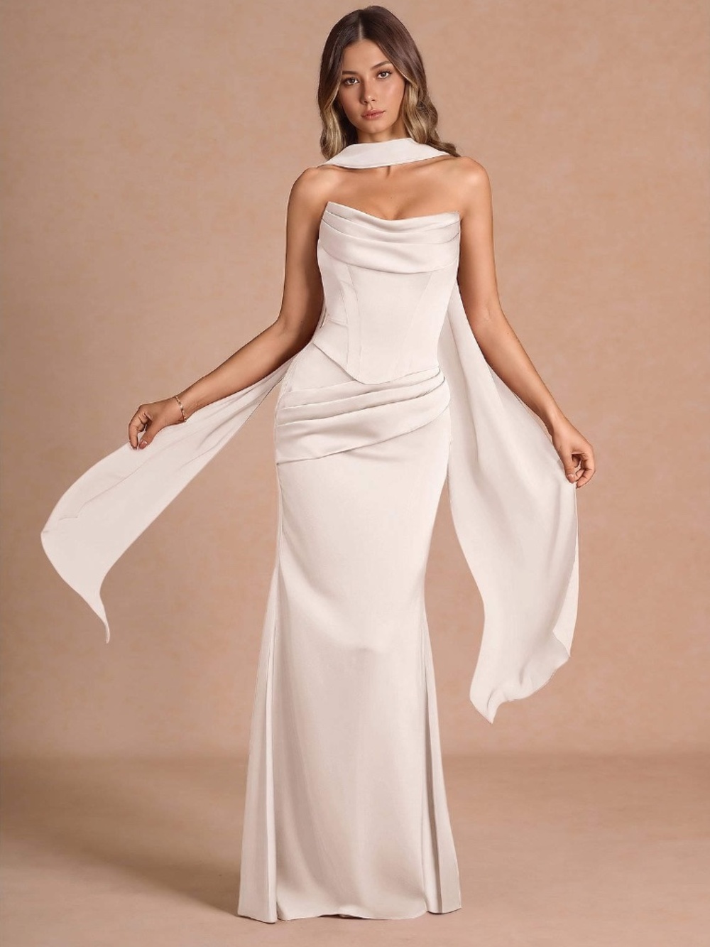 Cream Corset Two Piece Set